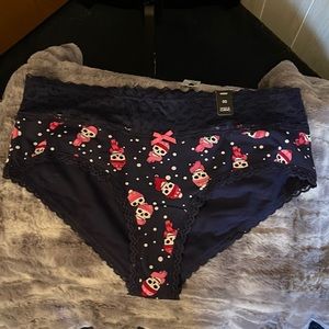 LACE TRIM CHEEKY PANTY - COTTON WINTER SKULLS SIZE 0X NWT